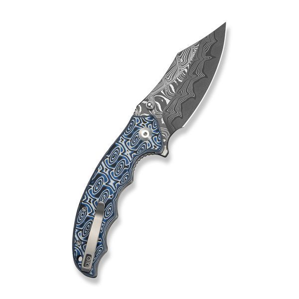 Ніж складаний туристичний Civivi Pentad (8.8 см) Damascus / Micarta синій/білий C24068-DS1 фото