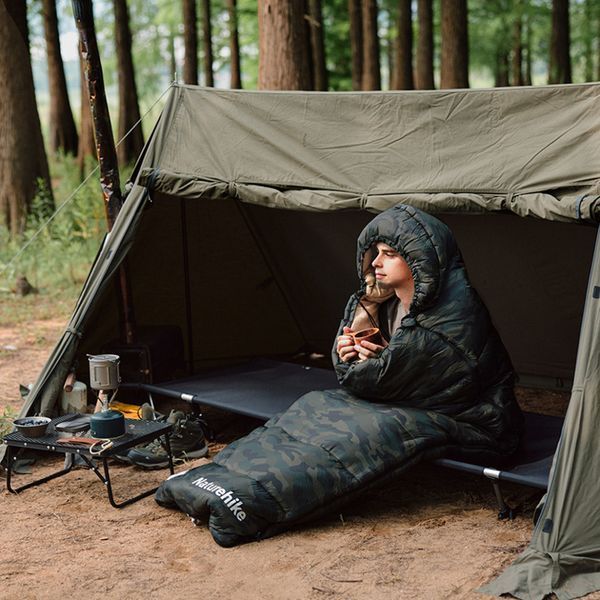 Спальний мішок з капюшоном Naturehike M320 CNK2350WS023, зелений камуфляж, правий 6975641889205 фото