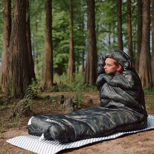 Спальний мішок з капюшоном Naturehike M320 CNK2350WS023, зелений камуфляж, правий 6975641889205 фото