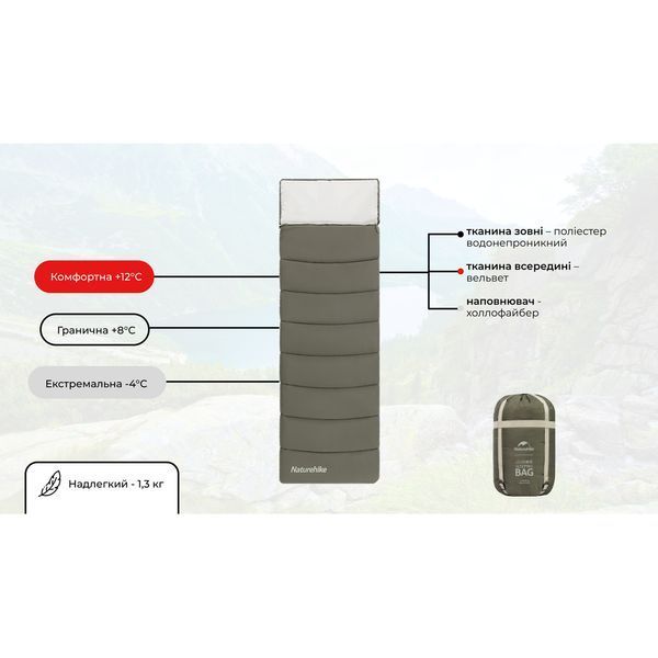 Спальный мешок Naturehike LD150 CNK2300SD016, темно-зеленый 6976023921773 фото
