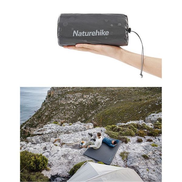 Матрас туристический надувной одноместный Naturehike CNH22DZ018, сверхлегкий, 196x64x7 см, черный, для туризма с мешком для надува. 6975641888475 фото