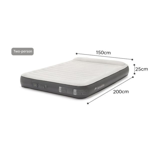 Самонадувний матрац, двомісний, із вбудованою помпою Naturehike CNK2450WS040, 250 мм, сірий 6927595789810 фото