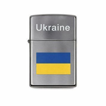 Запальничка бензинова Україна 🇺🇦 No4483 Флаг Черная Глянец 1586 фото