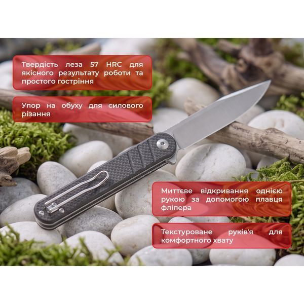Ніж складаний туристичний Ganzo G772-BK (8.9 см) 8CR14 / G10 чорний G772-BK фото