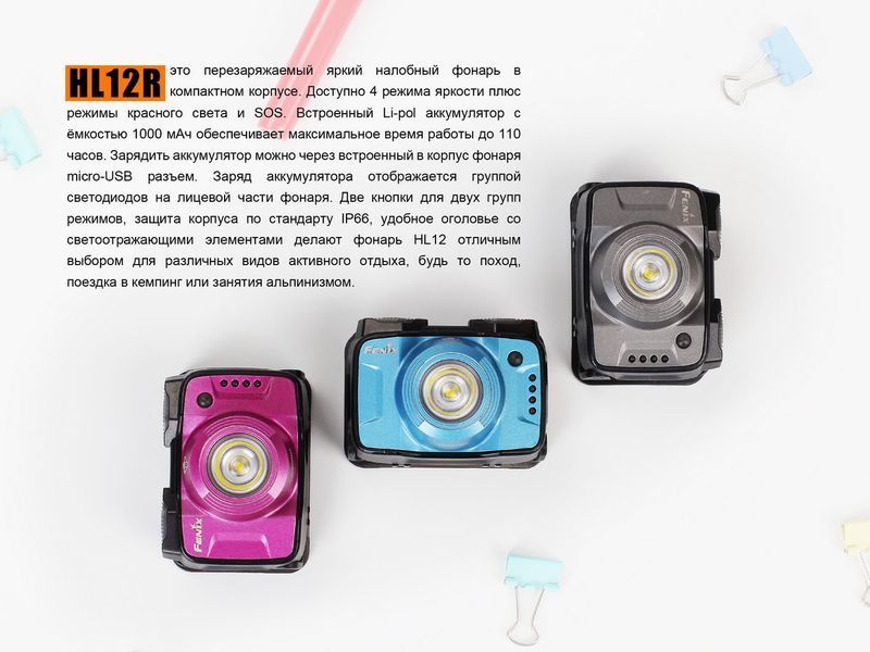Фонарь налобный Fenix ​​HL12R фиолетовый 45004 фото