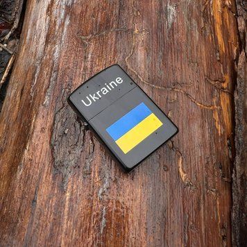 Запальничка бензинова Україна 🇺🇦 No4483 Флаг Черная Матовая 1583 фото