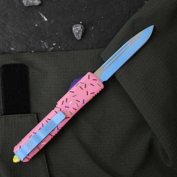 Ніж Фронтального викиду Microtech Ultratech EXCLUSIVE Dessert Warrior Donut Pink (Drop point) 1745 фото