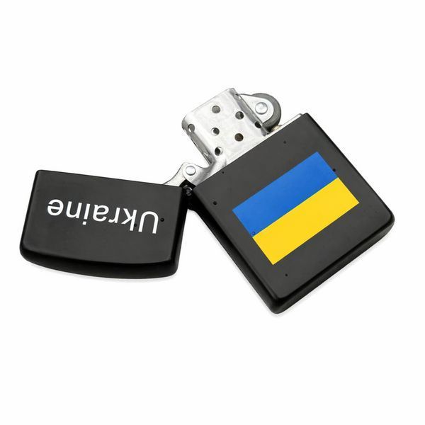 Запальничка бензинова Україна 🇺🇦 №4483 Прапор Чорна Матова 1583 фото