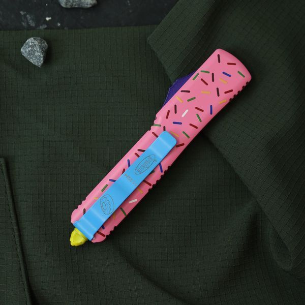 Ніж Фронтального викиду Microtech Ultratech EXCLUSIVE Dessert Warrior Donut Pink (Drop point) 1745 фото