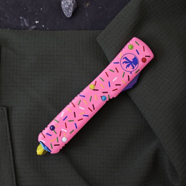 Ніж Фронтального викиду Microtech Ultratech EXCLUSIVE Dessert Warrior Donut Pink (Drop point) 1745 фото