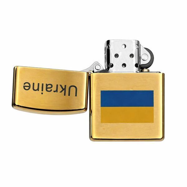Запальничка бензинова Україна 🇺🇦 №4483 Прапор золото 1582 фото