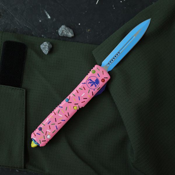 Ніж Фронтального викиду Microtech Ultratech EXCLUSIVE Dessert Warrior Donut Pink 1744 фото