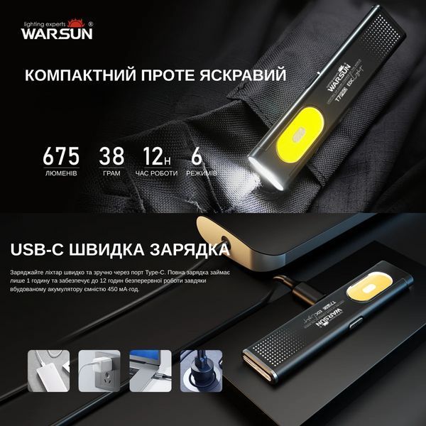 Компактний EDC ліхтарик Warsun T7 Pro. T7 фото