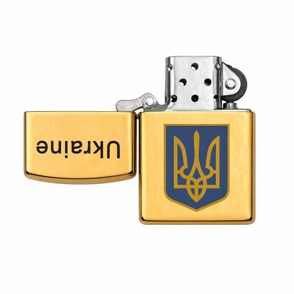 Запальничка бензинова Україна 🇺🇦 №4483 Герб Золото 1581 фото