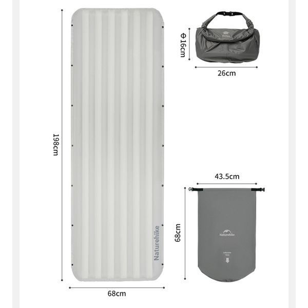 Матрац туристичний надувний одномісний Naturehike CNK2450WS034, 198х68х9.5 см, коричневий, для кемпінгу із мішком для надування 6927595798881 фото