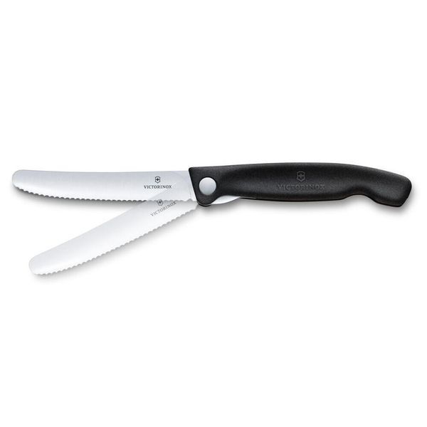 Ніж кухонний складний Victorinox SwissClassic 11 см, серрейтор, заокруглений, чорний 4009621 фото