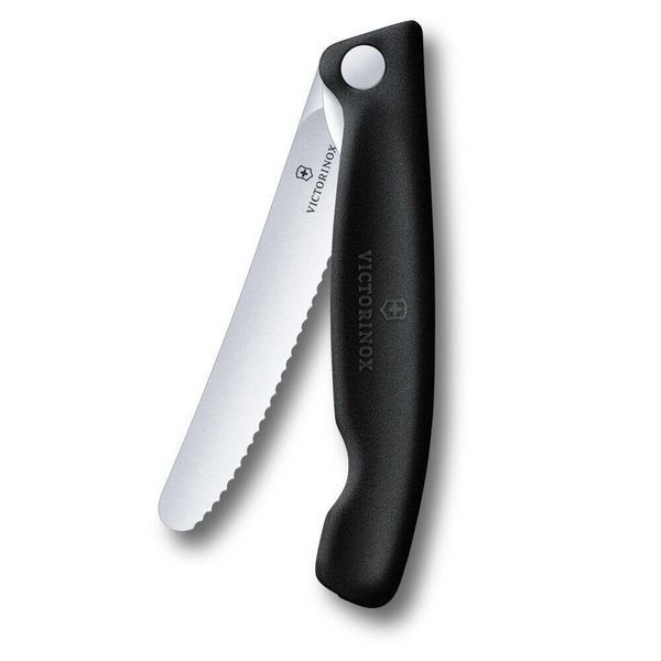 Ніж кухонний складний Victorinox SwissClassic 11 см, серрейтор, заокруглений, чорний 4009621 фото