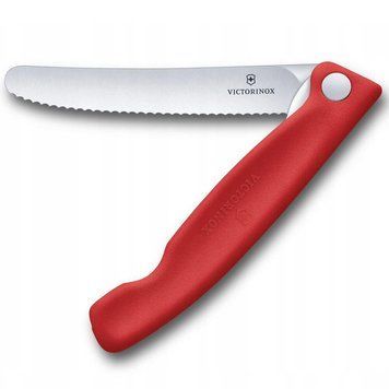 Ніж кухонний складний Victorinox SwissClassic 11 см, серрейтор, заокруглений, червоний 4009622 фото
