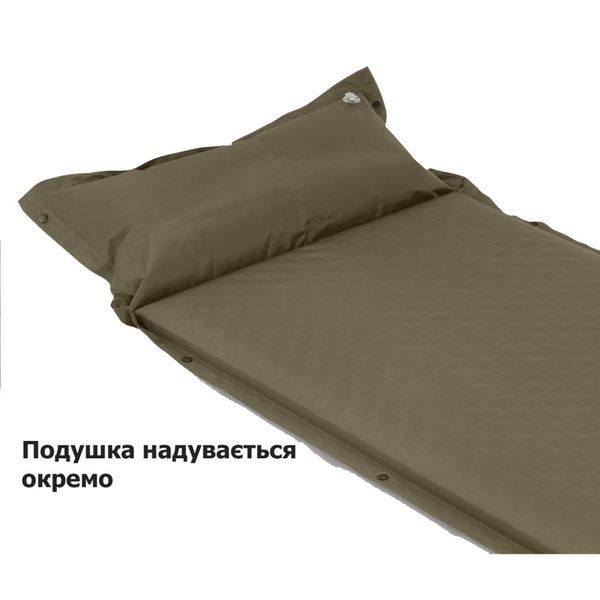 Килимок самонадувний одномісний з подушкою Naturehike CNK2300DZ014, 60мм, зелений 6976507663892 фото