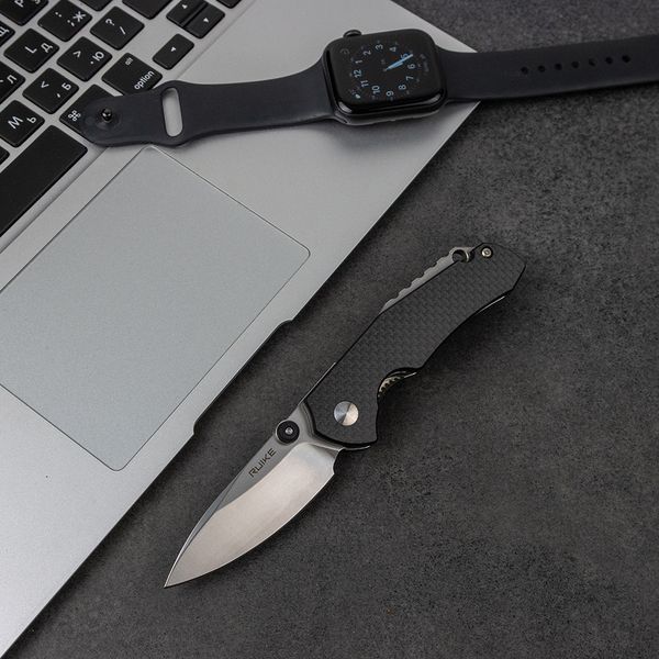 Нож складной карманный Ruike P671-CB, (7 см) 14C28N/G10&carbon fiber черный P671-CB фото