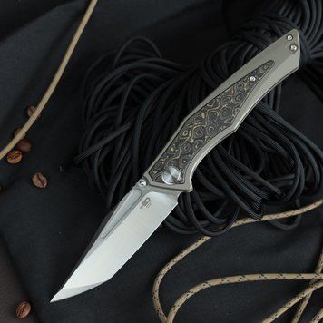 Ніж Складаний BESTECH TOGATTA BT2102G Titanium + Damascus Copper Carbon Fiber M390 BT2102G фото