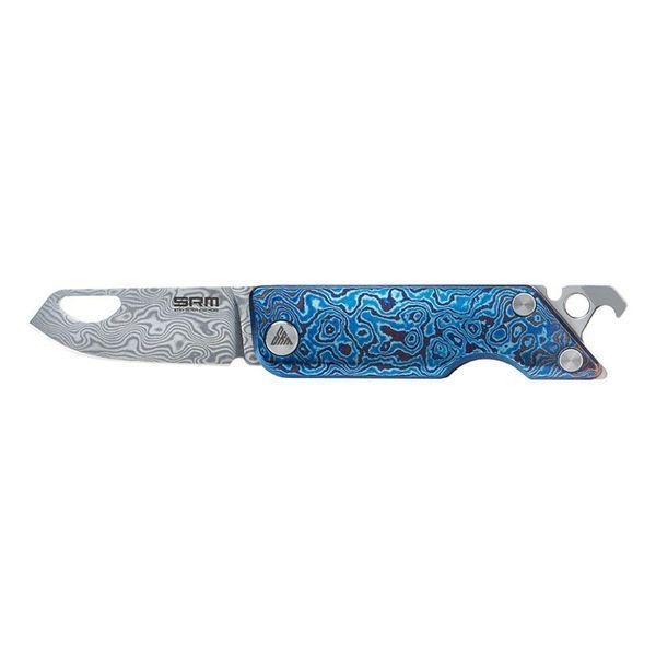 Ніж складаний кишеньковий SRM 6435-TL, (4.1 см) Damascus / Titanium блакитний 6435-TL фото