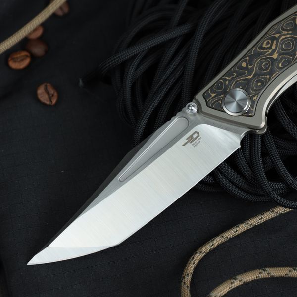 Нож складной BESTECH TOGATTA BT2102G Titanium + Damascus Copper Carbon Fiber M390 BT2102G фото