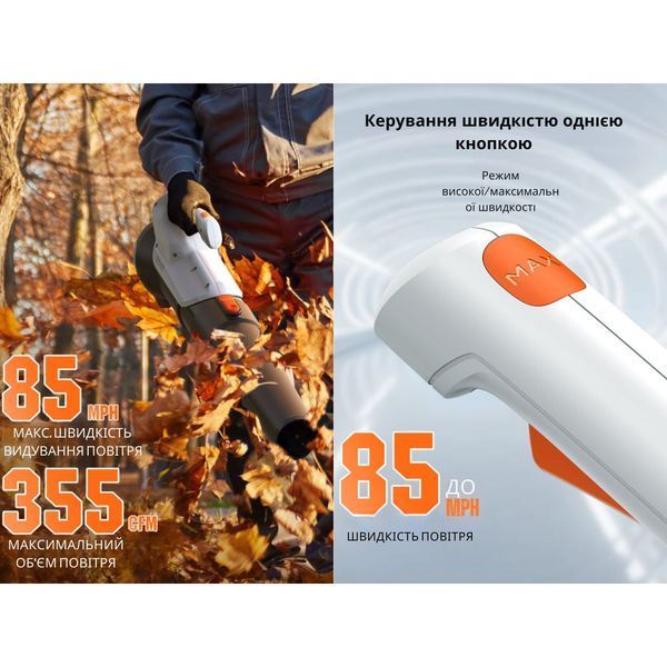 Аккумуляторная воздуходувка садовая Litheli, питание от павербанка (УМБ Litheli Power Bank 10000 mAh, 45 W, 2А в комплекте) U20BR01-0U110 фото