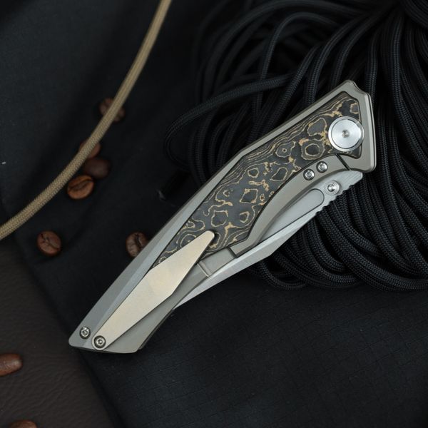 Нож складной BESTECH TOGATTA BT2102G Titanium + Damascus Copper Carbon Fiber M390 BT2102G фото