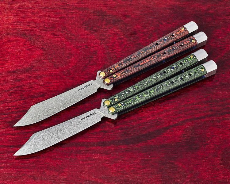 Нож Benchmade "Necron Limited", balisong, weehawk dama, lava flow fat carbon 4009039 фото