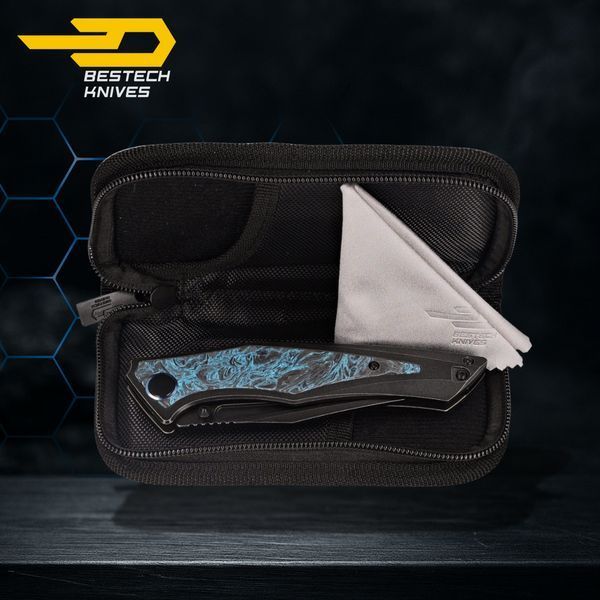 Нож Складной BESTECH TOGATTA BT2102H Titanium + Black & Blue Carbon Fiber M390 BT2102H фото