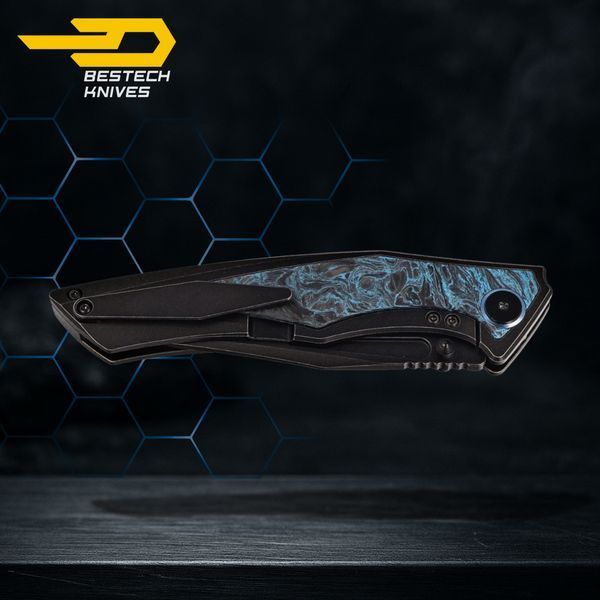 Нож Складной BESTECH TOGATTA BT2102H Titanium + Black & Blue Carbon Fiber M390 BT2102H фото