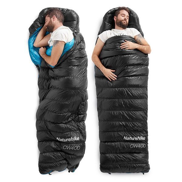 Спальник с натуральным пухом Naturehike CW400 NH18C400-D, р-р L, черно-голубой 6976507666831 фото