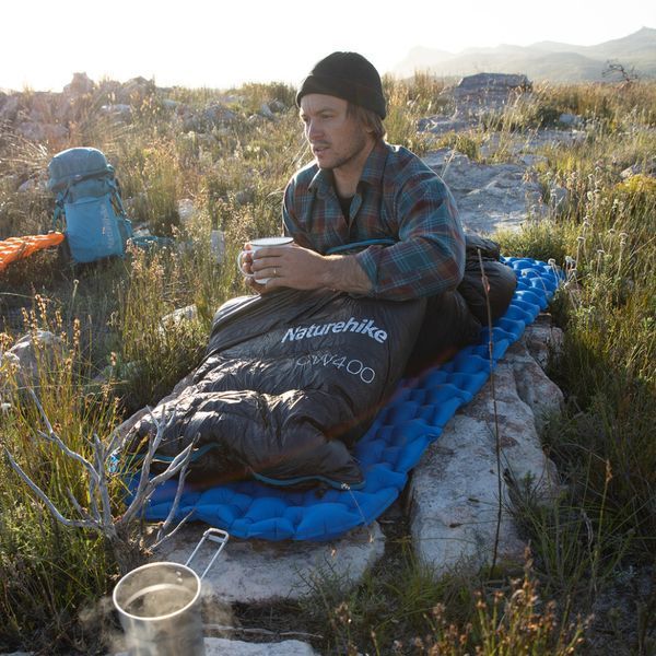 Спальник с натуральным пухом Naturehike CW400 NH18C400-D, р-р L, черно-голубой 6976507666831 фото