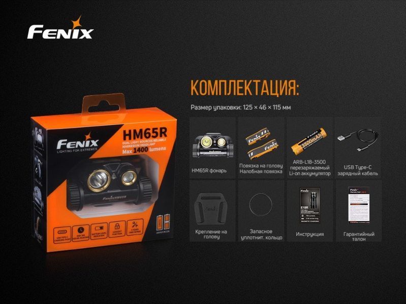 Фонарь налобный Fenix ​​HM65R + Фонарь универсальный Fenix ​​E-LITE 57631 фото