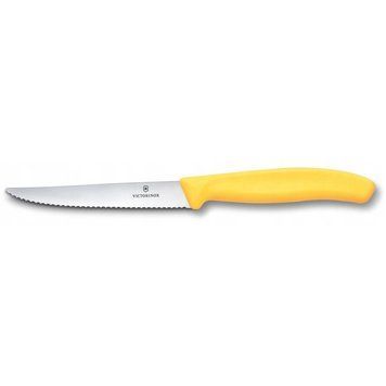 Нож кухонный Victorinox SwissClassic стейковый 11 см, серрейтор, желтый 4009632 фото