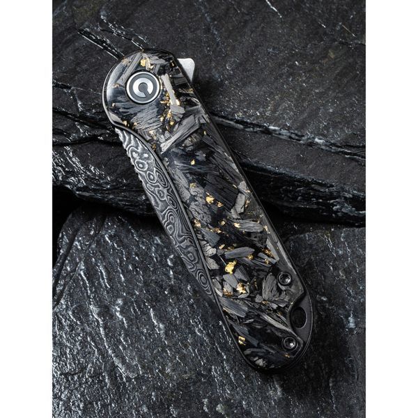 Ніж складаний кишеньковий Civivi Elementum, (7.5 см) Damascus / Carbon Fiber сірий C907C-DS1 фото