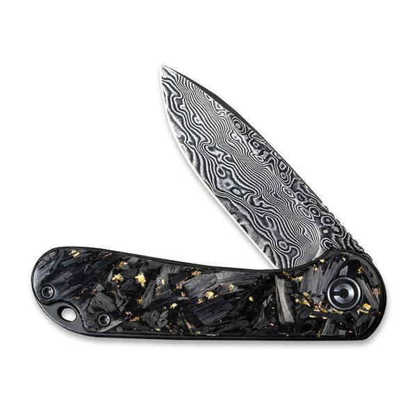 Ніж складаний кишеньковий Civivi Elementum, (7.5 см) Damascus / Carbon Fiber сірий C907C-DS1 фото