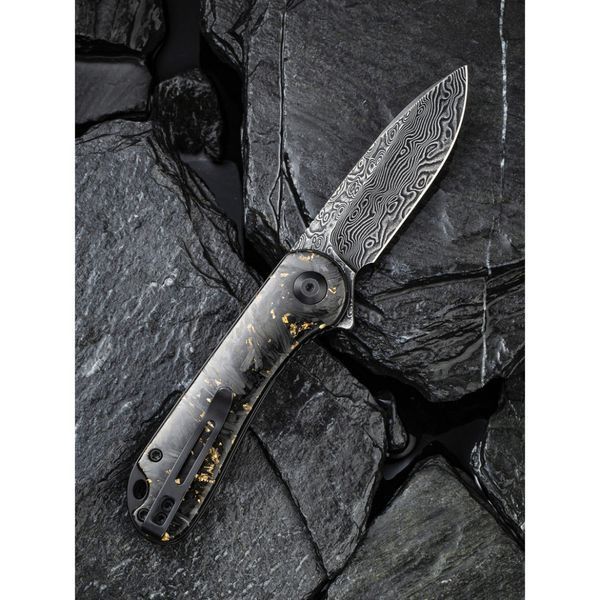 Ніж складаний кишеньковий Civivi Elementum, (7.5 см) Damascus / Carbon Fiber сірий C907C-DS1 фото