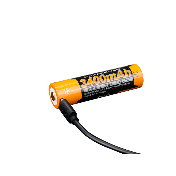 Аккумулятор 18650 Fenix (3400 mAh) micro usb зарядка ARB-L18-3400U фото