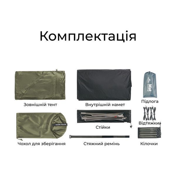 Намет надлегкий двомісний Naturehike Mongar Hiking Tent Pro CNK2550WS037, 20D, зелений 6977465863607 фото