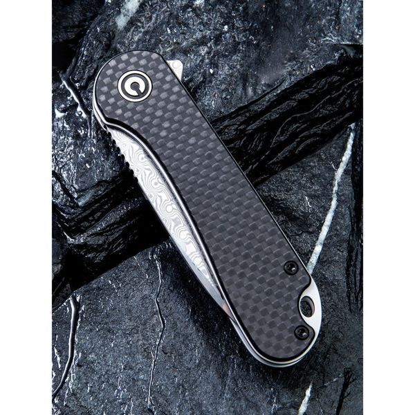 Ніж складаний кишеньковий Civivi Elementum, (7.5 см) Damascus / Carbon Fiber & G10 C907DS фото