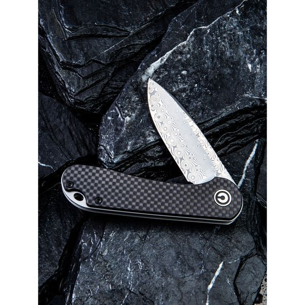 Ніж складаний кишеньковий Civivi Elementum, (7.5 см) Damascus / Carbon Fiber & G10 C907DS фото