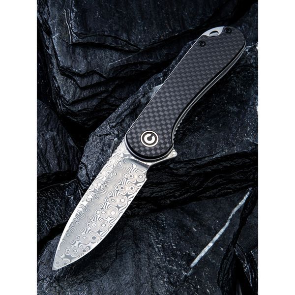Ніж складаний кишеньковий Civivi Elementum, (7.5 см) Damascus / Carbon Fiber & G10 C907DS фото