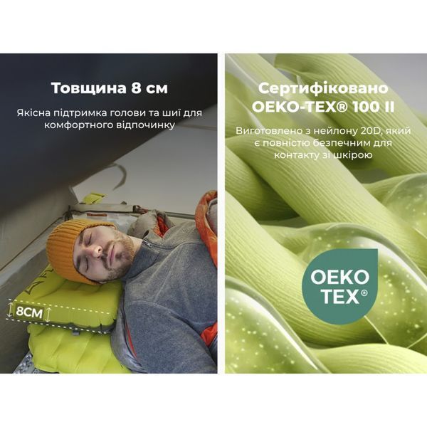 Надувная подушка Flextail Tiny Pillow, зеленый 6975755966700 фото