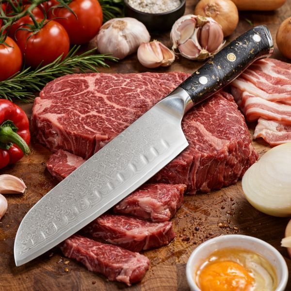 Ніж Кухонний Carbon Ember Santoku (VG-10, Carbon) KT-2585 фото