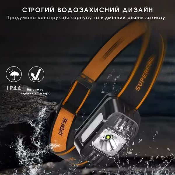Портативный налобный фонарик (белый/красный свет) SuperFire HL75-S SF-HL75-S фото