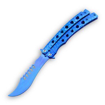 Нож бабочка изогнутый (Тренирующий) Blue 1405 фото