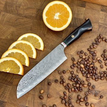Нож кухонный Santoku (VG-10, Green-Black) KT-2506 фото