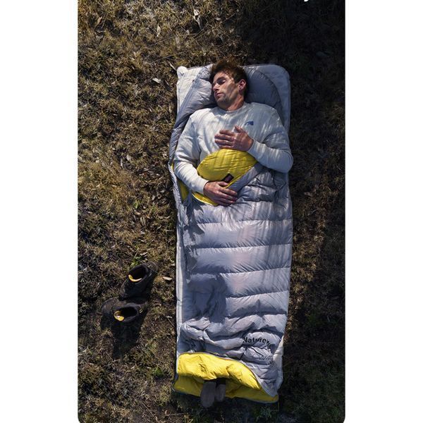 Спальник з натуральним пухом Naturehike CW700 CNK2450WS048, p-р M, жовто-сірий 6927595788127 фото